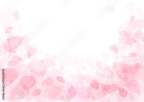 水彩風のグラデーション 桜の背景イラスト
