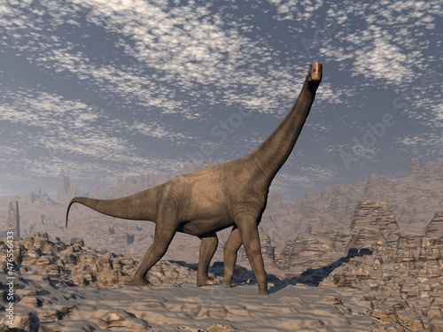 Brontomerus dinosaur in the desert - 3D render © Elenarts