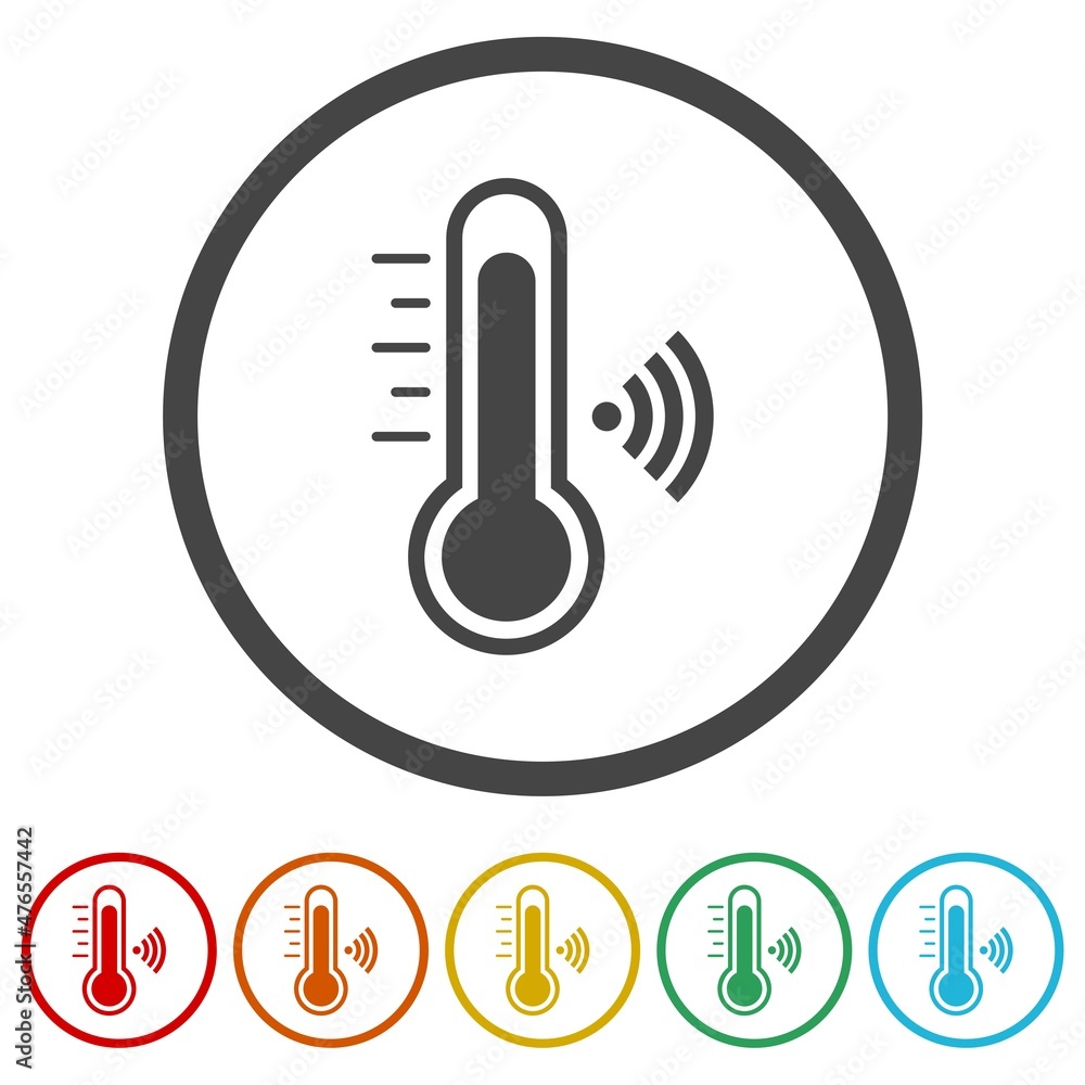 Smart temperature icon isolated on white background, color set Smart temperature icon isolated on white background, color set