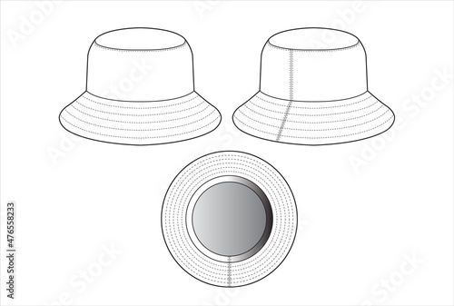 Bucket hat sketch vector template