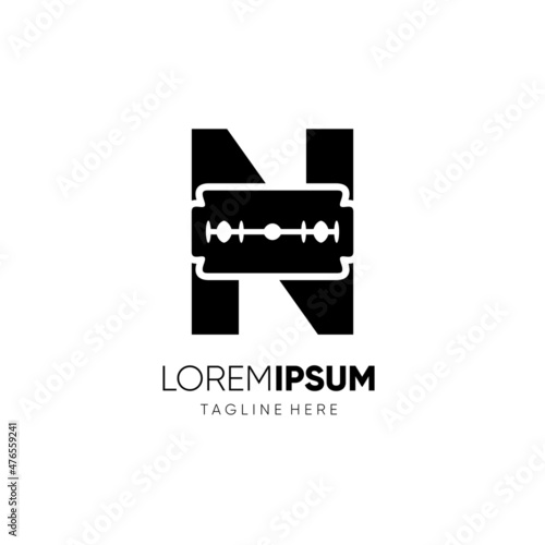 Letter N Razor Blade Logo Design Vector Icon Graphic Emblem Illustration