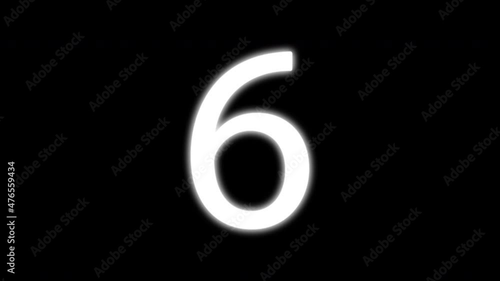 Figure 6, number six, math sign appearing self drawing animation. Luma matte, 2D element. Glowing white on black background. Figure 6, number six, math sign appearing self drawing animation. Luma matte, 2D element. Glowing white on black background.