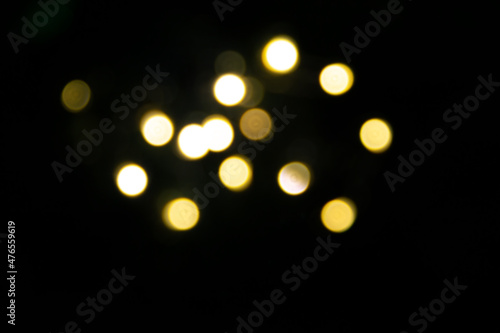 Christmas lights blurred defocused bokeh, empty space for text 