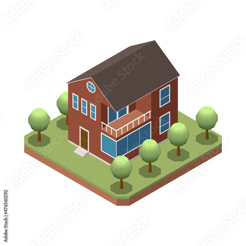 House In Suburb Composition