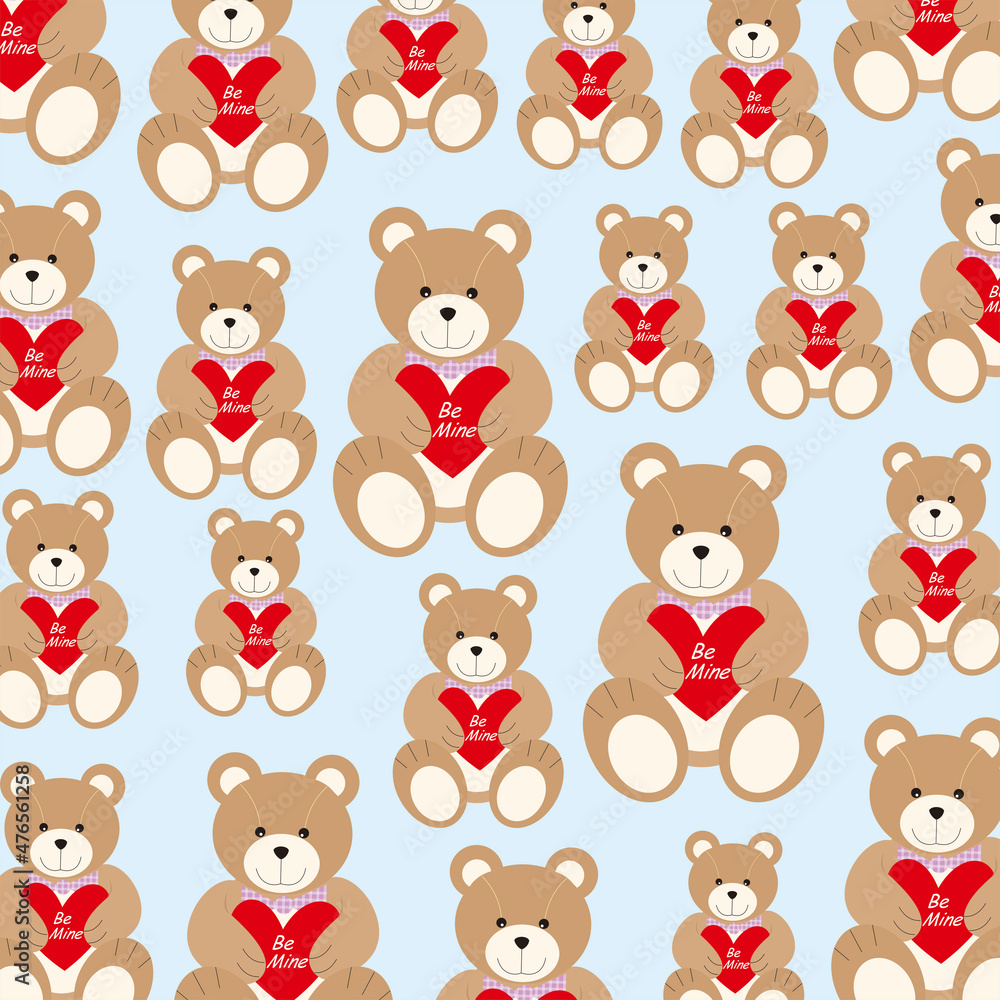 seamless pattern with teddy bears for valentine