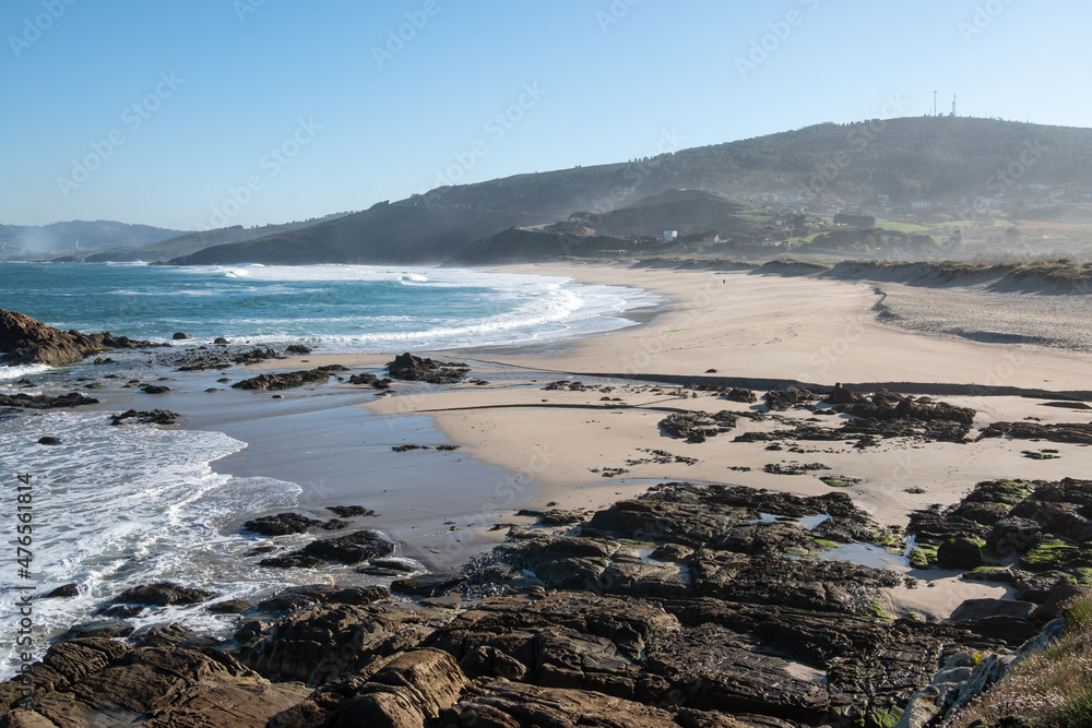 Praia de Barrañán, Arteixo, A Coruña, sunny winter day on the Costa da Morte
