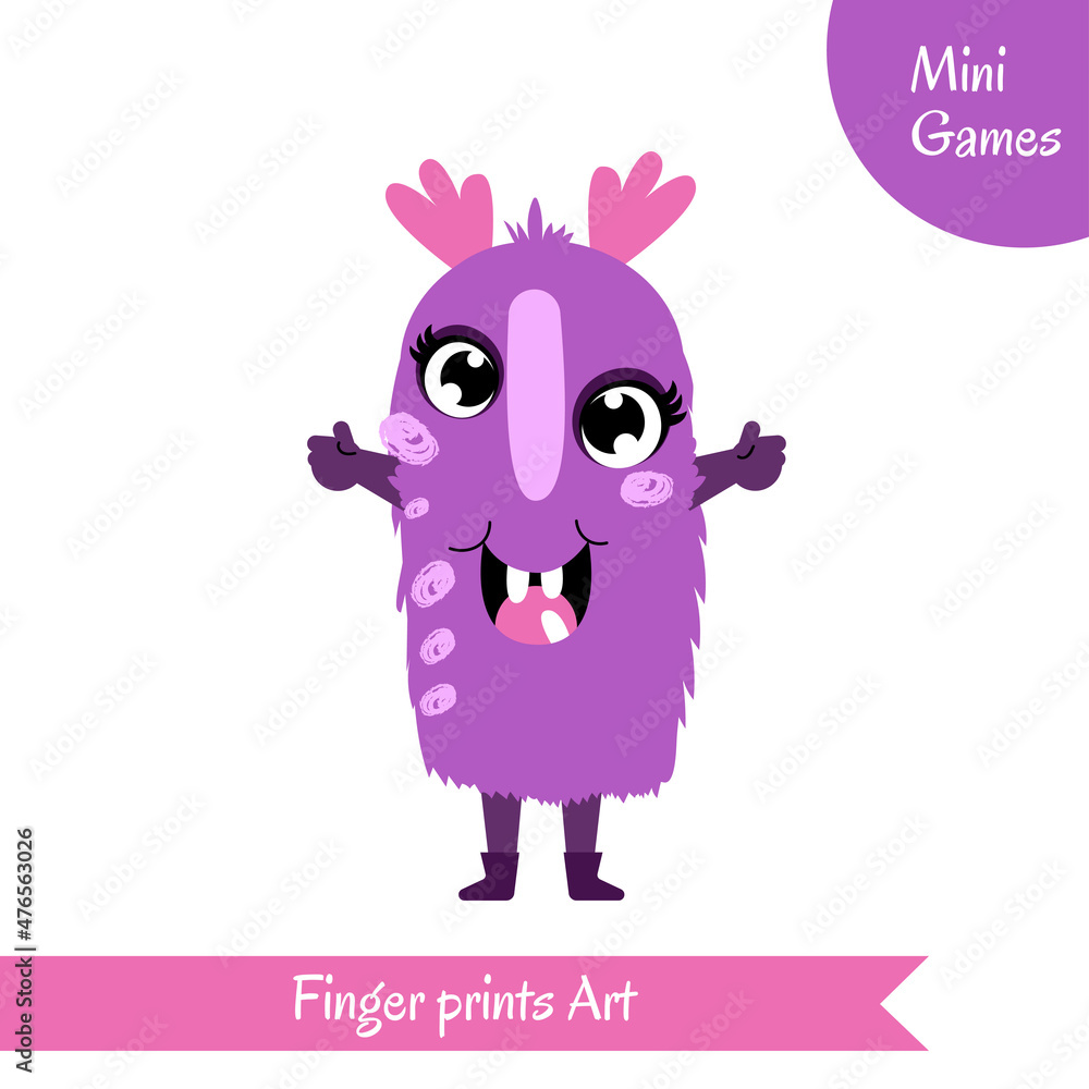 Finger prints art. Educational game for preschool children.