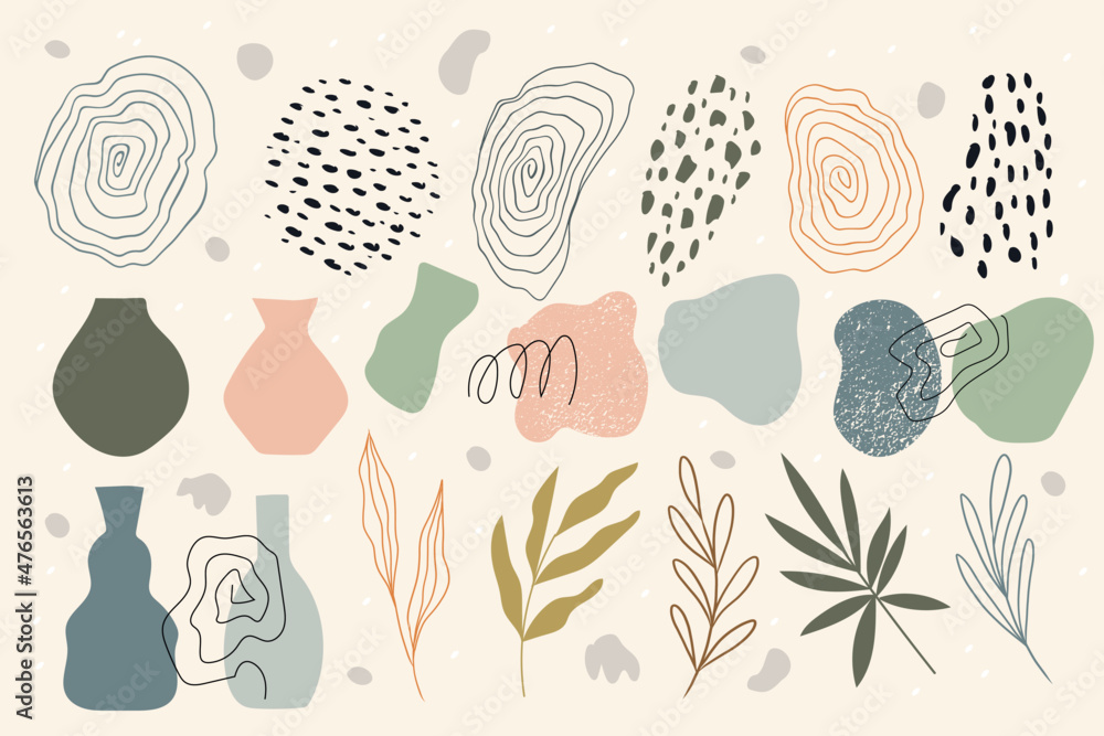 Design Object Shape. Draw Big Set of hand drawn various shapes and doodle objects. Abstract ...