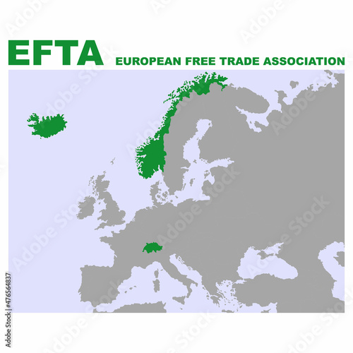 vector map with location of the European Free Trade Association for your project