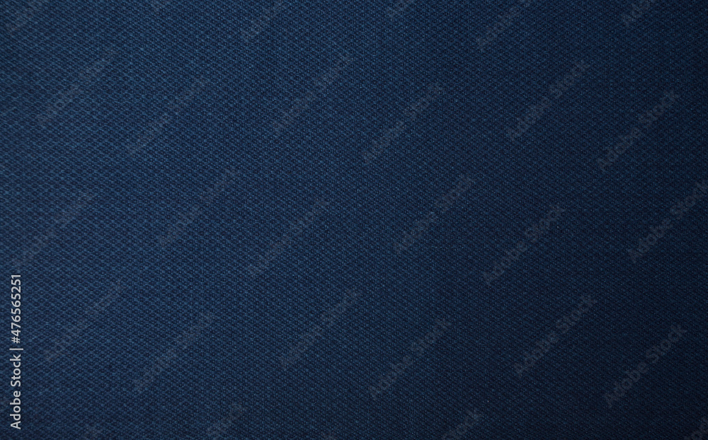 Close up of texture of blue hand woven shawl, Thai cotton indigo dyed