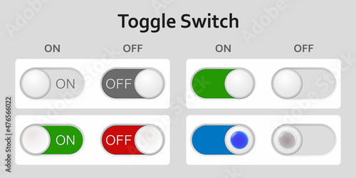 A set of toggle switches for use in the interface of websites, mobile applications and games. 3 D. Vector illustration.