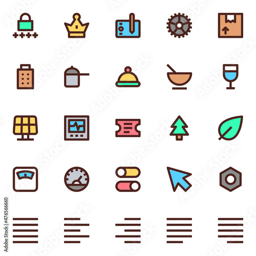 Filled outline icons for user interface.