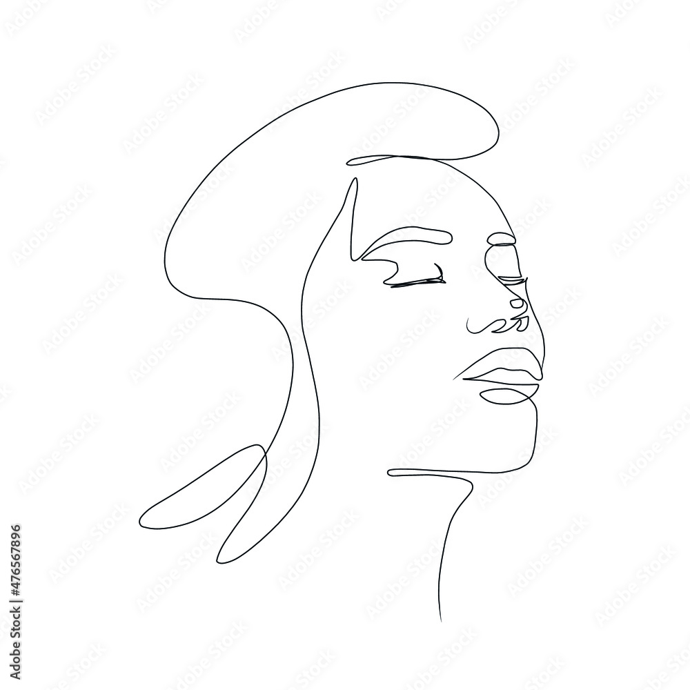 One line woman portrait. Hand drawn abstract face. Minimal art. Trendy style. One line woman portrait. Hand drawn abstract face. Minimal art. Trendy style.