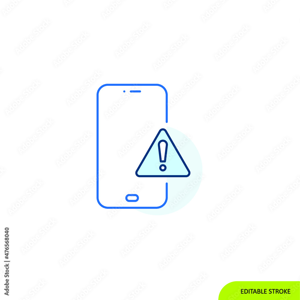 Caution, mobile Icon, Editable stroke Caution, mobile Icon, Editable stroke