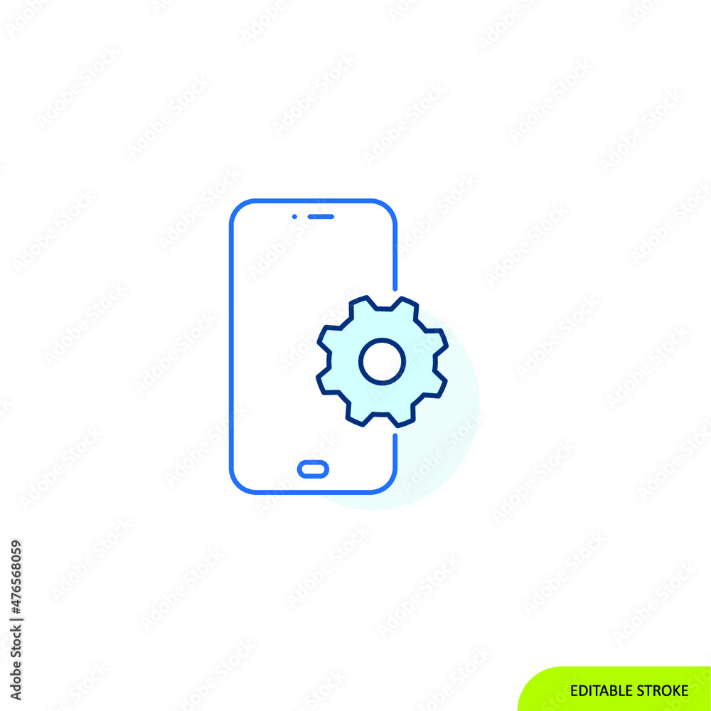 Settings mobile Icon, Editable stroke Settings mobile Icon, Editable stroke