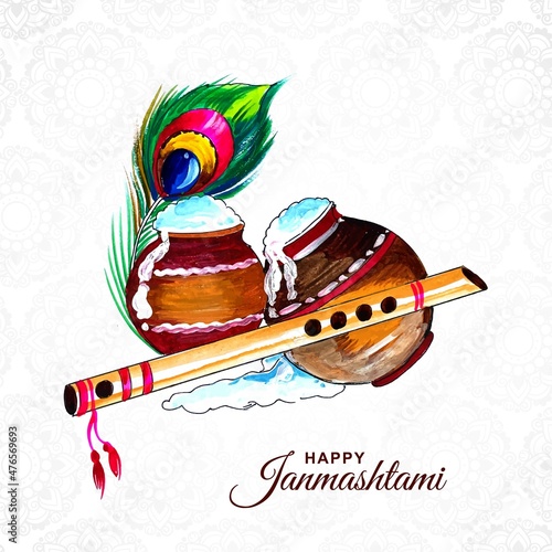 Happy janmashtami greeting card background © Harryarts