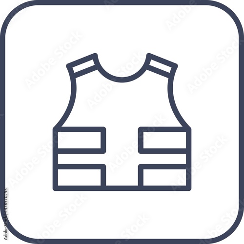  Bulletproof Vest Line Round Corner Vector Icon Design