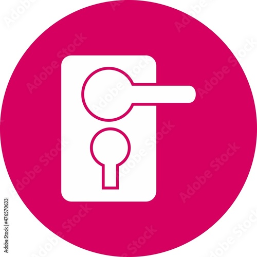 Door Lock Glyph Circle Vector Icon Design