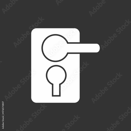 Door Lock Glyph Inverted Vector Icon Design