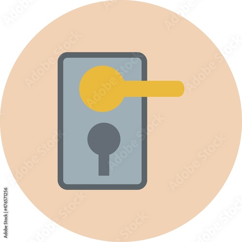  Door Lock Flat Circle Vector Icon Design