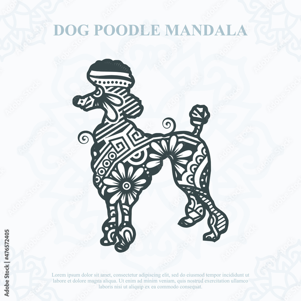 Fototapeta premium Dog Poodle Mandala. Boho Style elements. vector illustration.