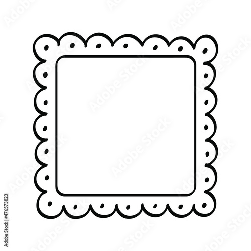 Square scallop frame doodle line art illustration clipart