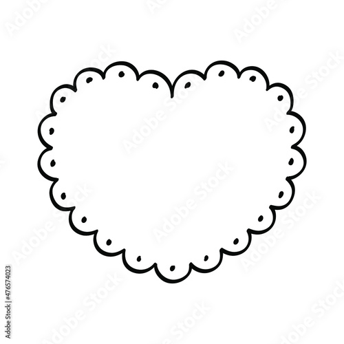 Heart scalloped frame doodle line art illustration clipart