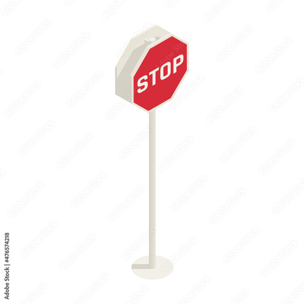 Isometric Stop Sign Composition Isometric Stop Sign Composition