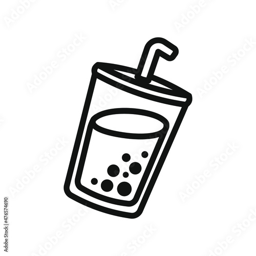 Milk tea outline icon logo clipart