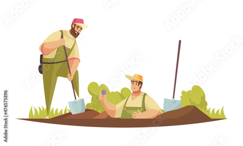 Geologists Digging Ground Composition