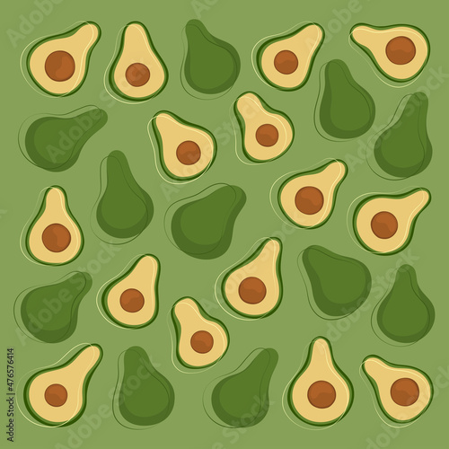 Avocado Fruit Pattern Green Wallpaper Vector Background