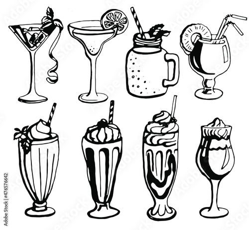 Coctail. Vector clipart. Hand drawn