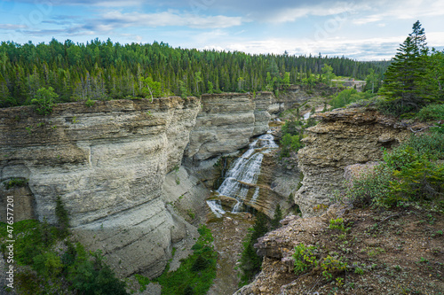 Wallpaper Mural View on one of Anticosti's limestone canyons and waterfalls from the "Falaises" hiking trail, in Anticosti National Park, located in Cote Nord region of Quebec, Canada Torontodigital.ca