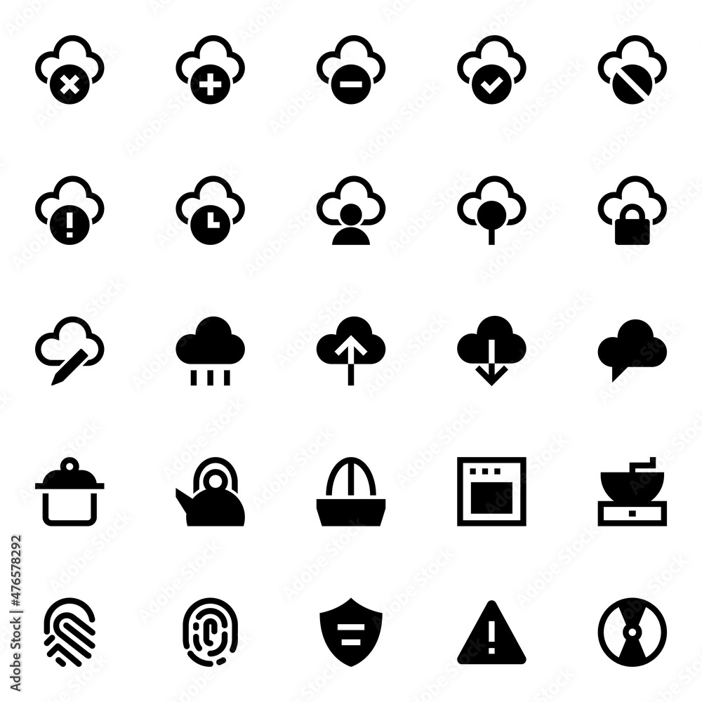 Glyph icons for user interface. Glyph icons for user interface.