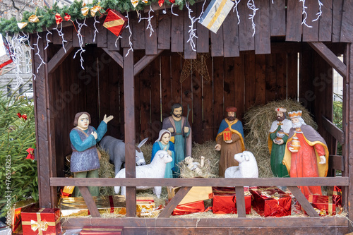 Nativity scene at christmas market © vadiml