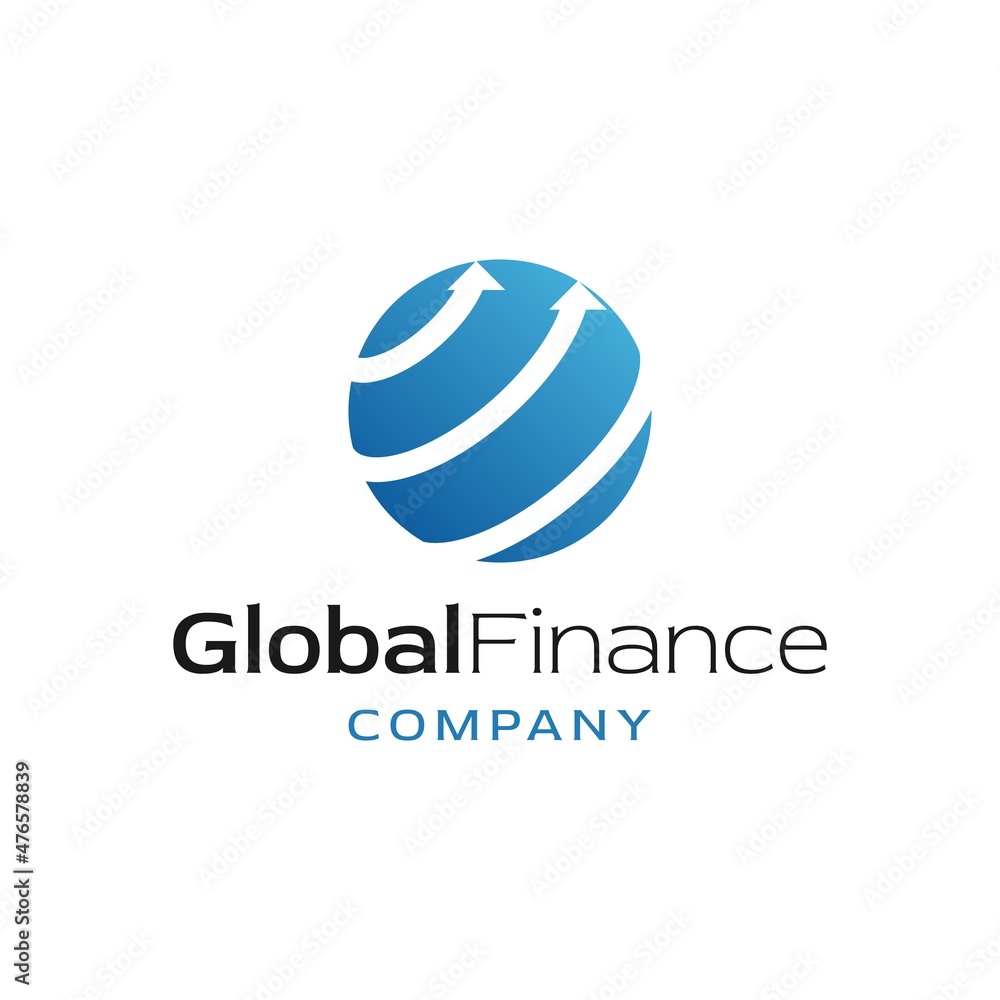 Globe and arrow logo icon vector, arrows rotate the earth, concept for global finance and investment logo, world planet and rotate rotation orbit in trendy simple minimal modern style illustration