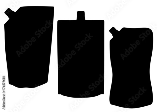 Ketchup packs in a set. Vector image.