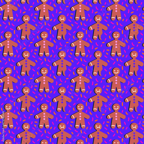 Gingerbread Man seamless pattern for wallpaper, web sites, tile, wrapping paper, for fashion prints, fabric design and banner background.