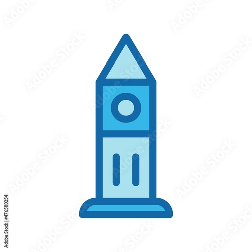 Big Ben  Line Filed Blue Vector Icon Design