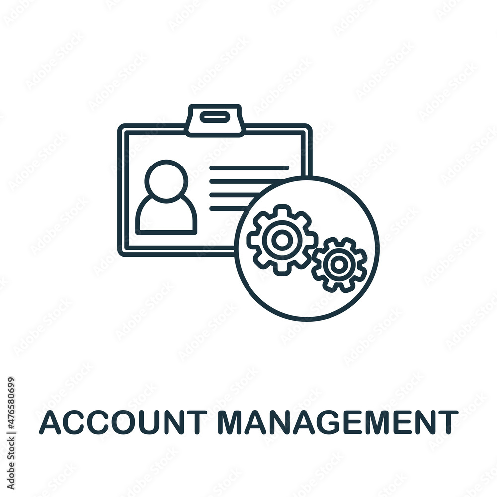 Account Management icon. Line element from company management collection. Linear Account Management icon sign for web design, infographics and more. Account Management icon. Line element from company management collection. Linear Account Management icon sign for web design, infographics and more.