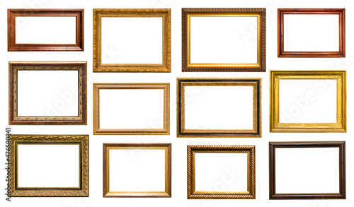 set of various vintage wooden picture frames