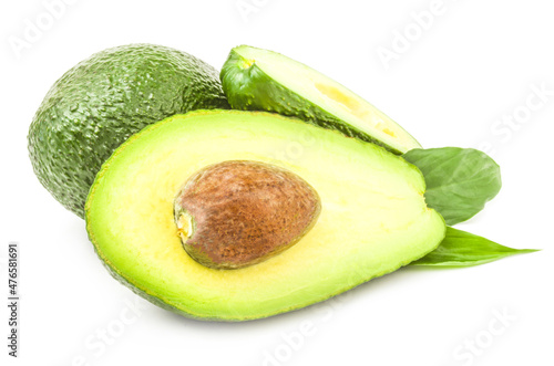 Green avocado isolated on a white background cutout