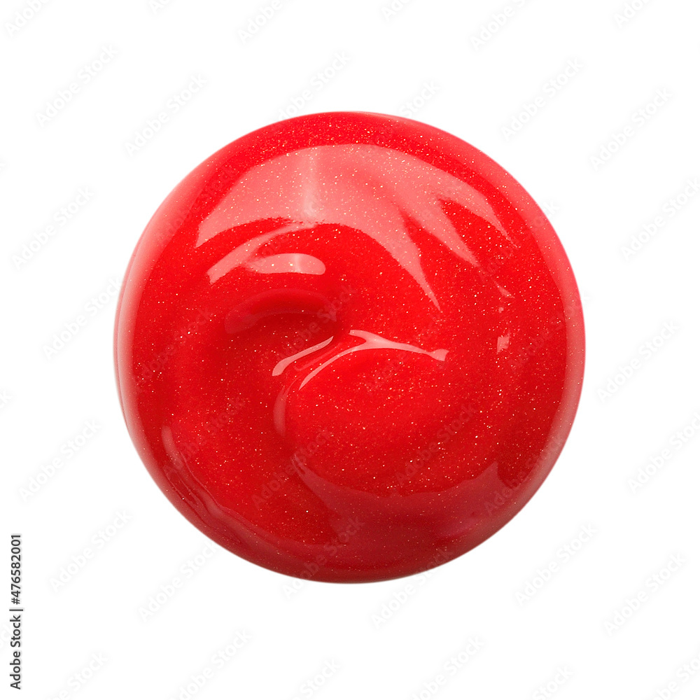 Round blot of red lip gloss sample isolated Round blot of red lip gloss sample isolated