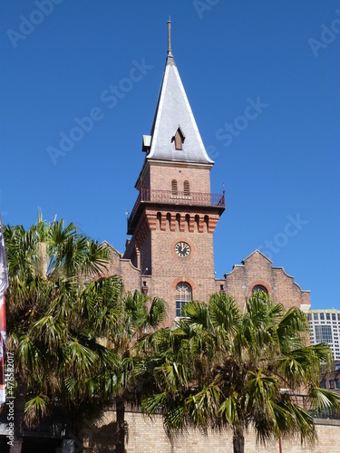 Old brick stone clock tower, Sydney, New South Wales, Australia