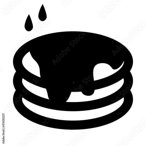 Breakfast pancakes with syrup and butter on a plate flat vector icon for food apps and websites
