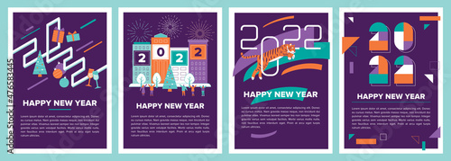 Happy New Year flat vector template, and banner