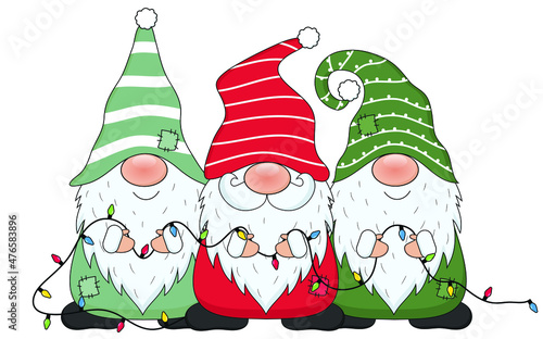 Cute Gnomes isolated on a white background. Gnomes cartoon set vector illustration.