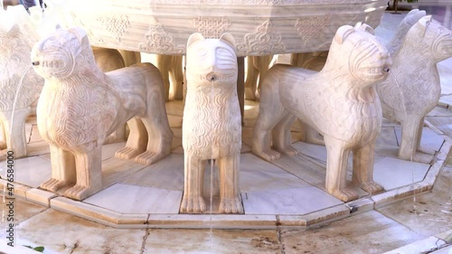 Water fountains inside the 'Alhambra', the 'court of lions', Spain.
