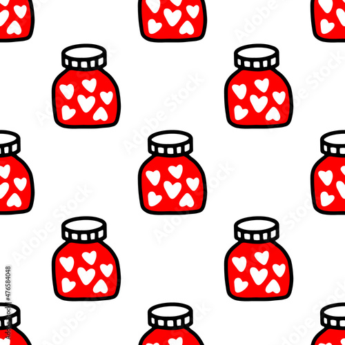 Seamless pattern of Jars with heart. Pattern for Valentines day