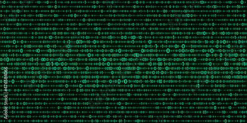 Vector digital green background of streaming binary code. Matrix background with numbers 1.0. Coding or hacking concept. Vector illustration.